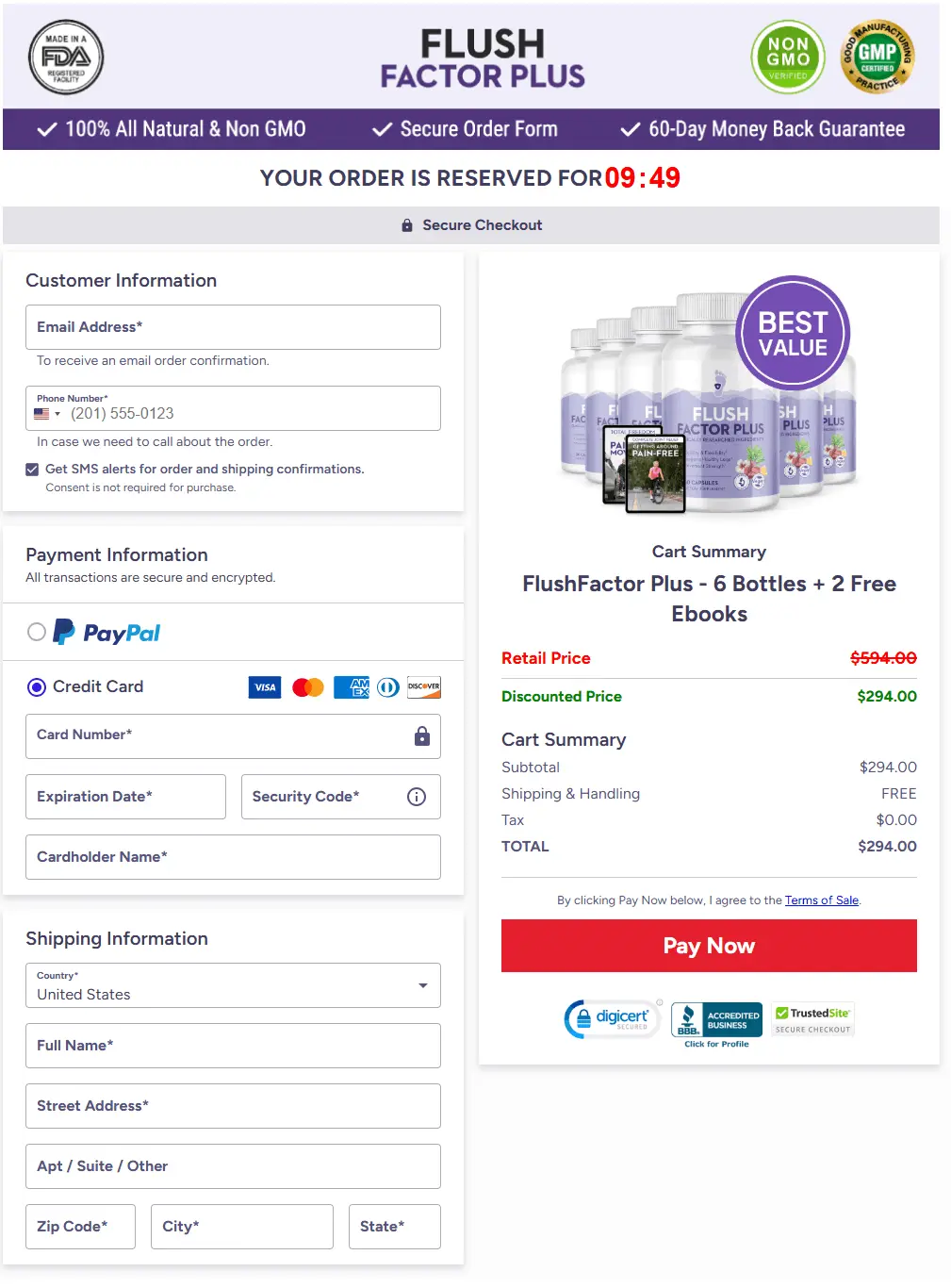 Flush Factor Plus Checkout Page